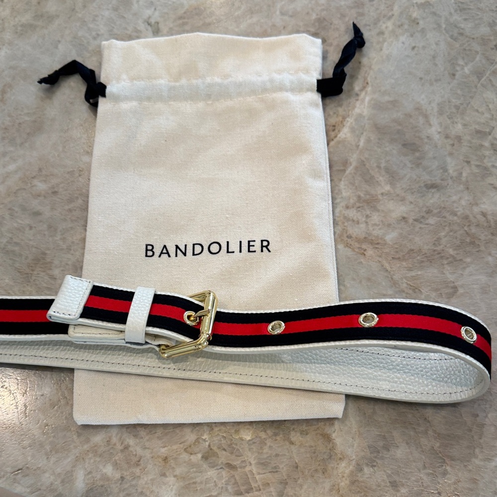 Kimberly Ivory Crossbody Bandolier with Stripe Strap with purse and iPhone case - Picture 4 of 4
